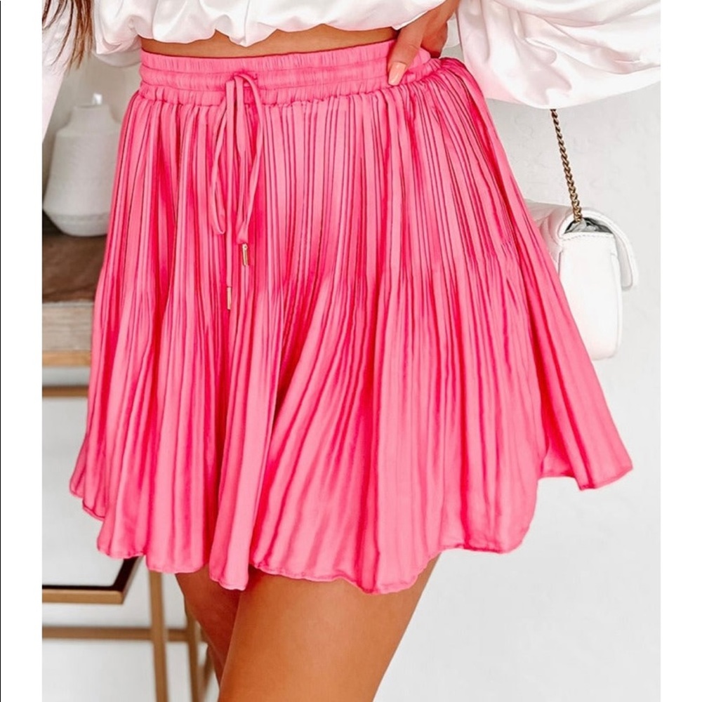 NanaMacs Pink pleated Mini skort